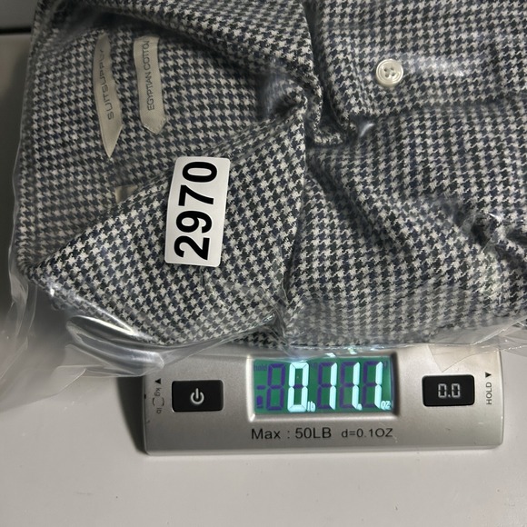 Suitsupply Shirt Mens Size 16 Houndstooth Green Blue Egyptian Cotton Flannel - Picture 11 of 11